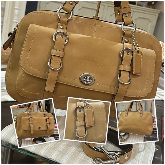 COACH Chelsea Turnlock Satchel w/Removable Shoulder Strap in Tan, COA Included! - Picture 1 of 16